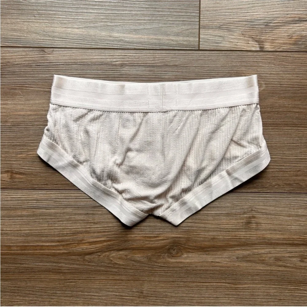 Tauwell | Seamless Ribbed Low Rise Stretch Trunks in Off-White Cream (Medium)